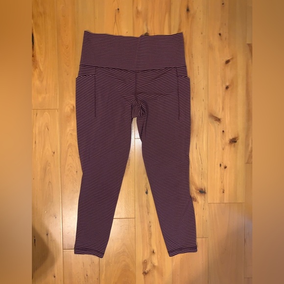Striped Burgundy Athleta Leggings - Picture 2 of 7